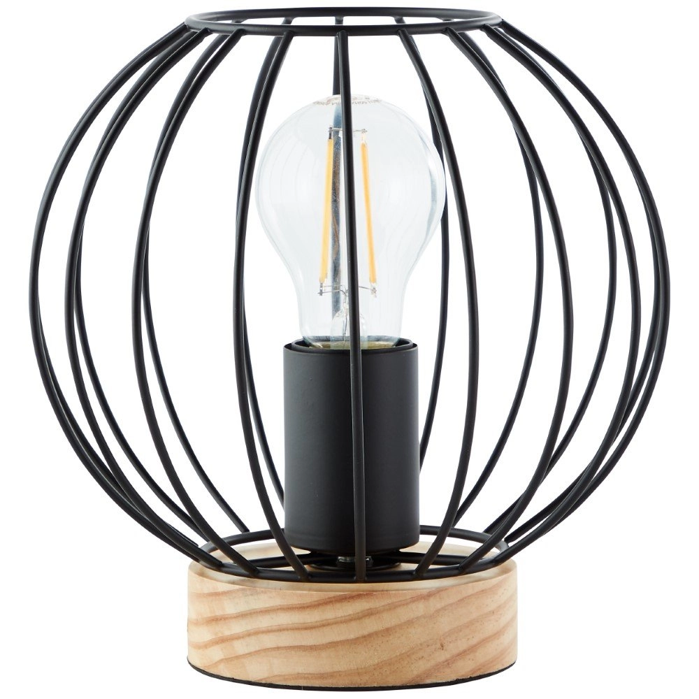 Lampe de table Sorana noir avec du bois Lampe de table Sorana noir avec du bois