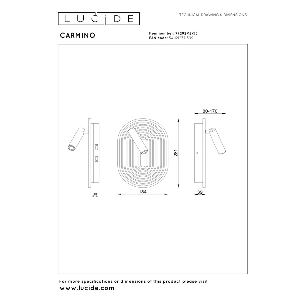 Lampe murale de conception Carmino Terre cuite Lucide 5411212771599