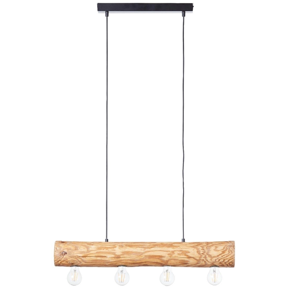Lampe suspendue en bois Trabo Bois 4 lumières avec noir Brilliant 4004353393518