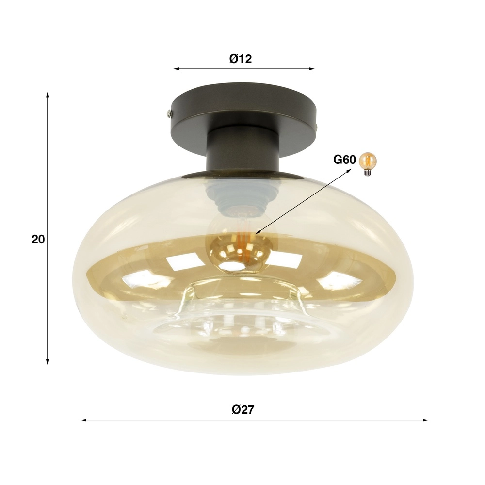 Lampe de plafond en verre Soll Ø 27cm - verre ambré Lyora 8716803510890