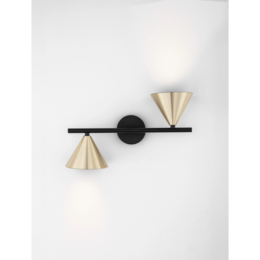 Applique murale Conico Double Noir avec Or Lyora 5212017475398