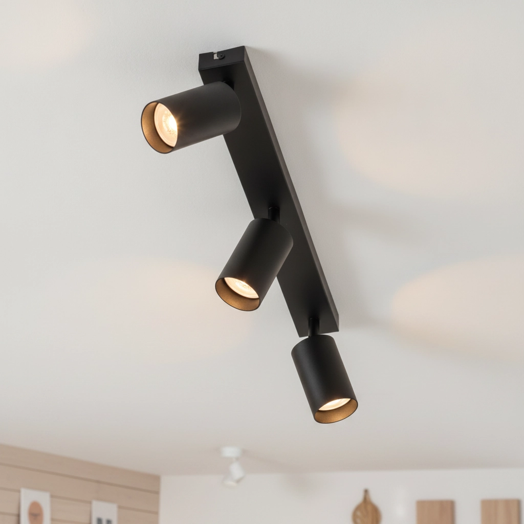 Spot de plafond Reig 3 lumières noir