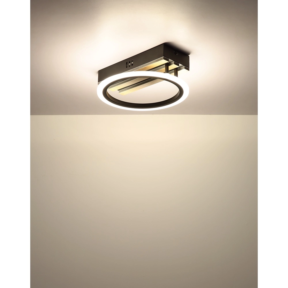 Lampe de plafond Blevins noir avec bois Globo 9007371569168