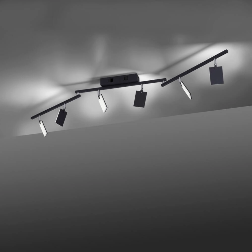 Plafonnier Pure Mira 6 lumières noir Paul Neuhaus 4012248359464