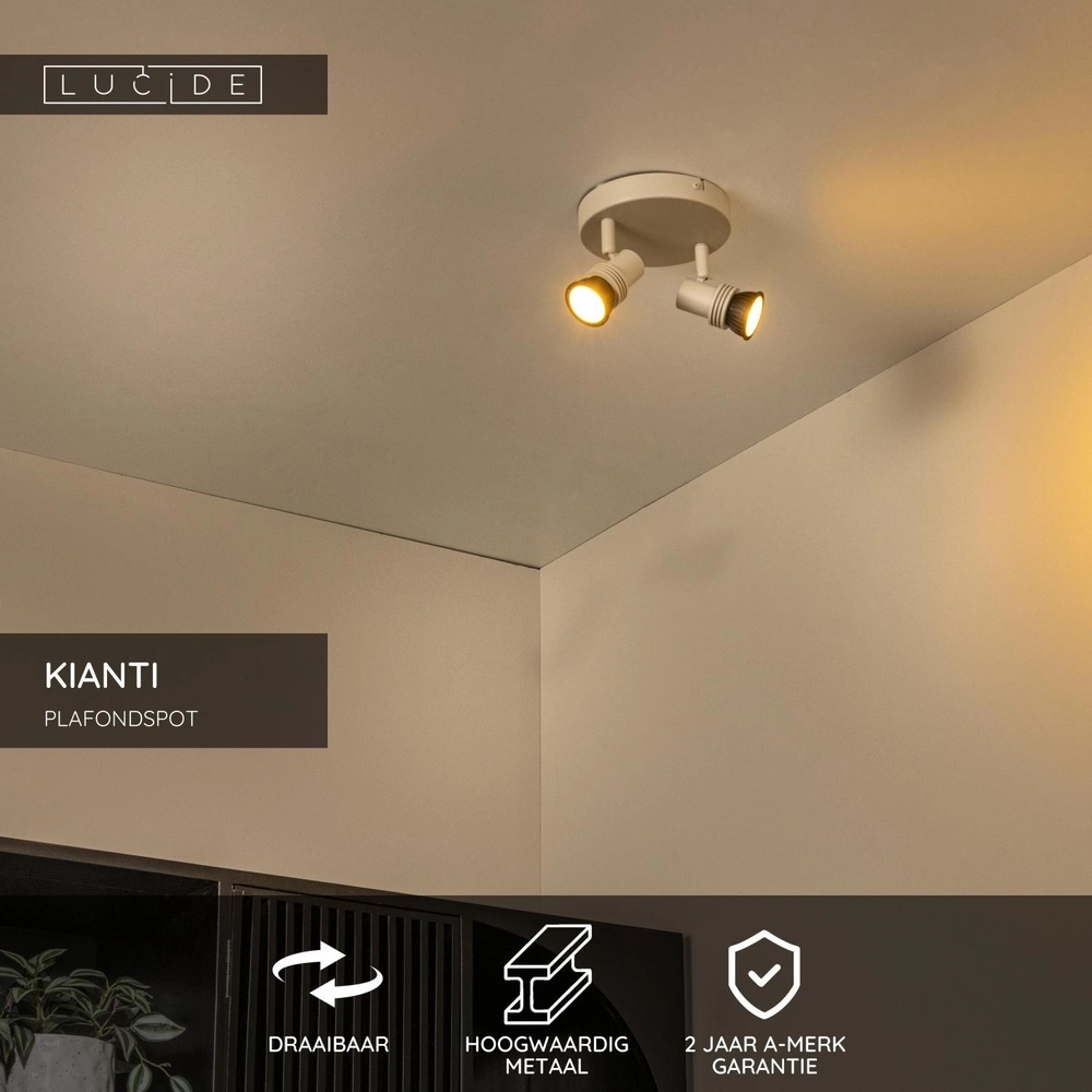 Projecteur de plafond Kianti Brun sable 2 clairs Lucide 5411212531124