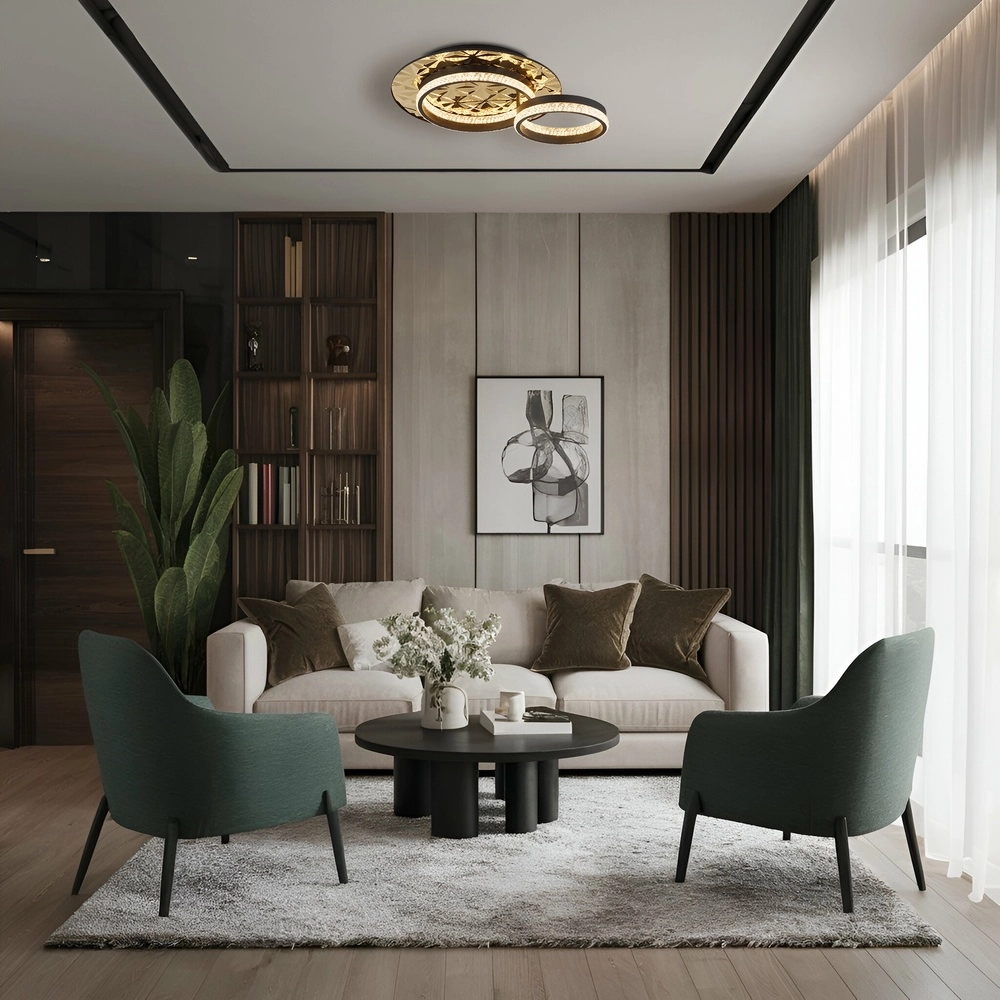 Lampe de plafond à design Della Ii noir avec or Globo 9007371575190