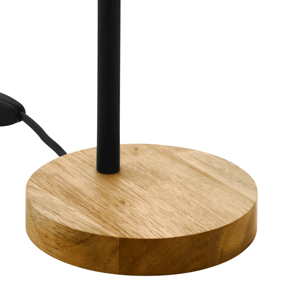 Lampe de bureau rurale Veradal noir avec du bois Eglo 9002759988319
