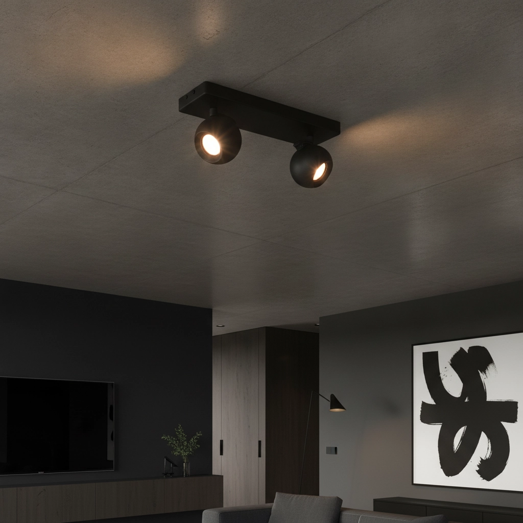 Plafonnier Bolero Sphère 2 lumières Noir