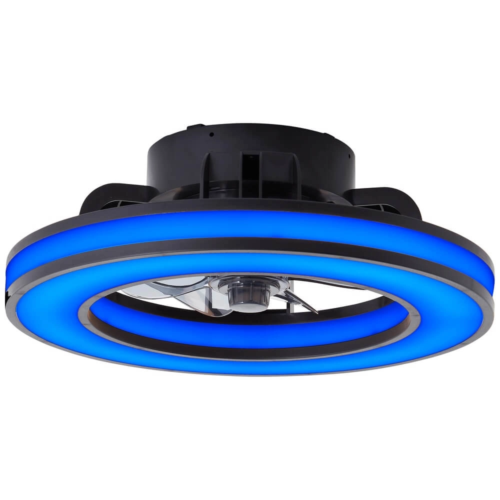 Ventilateur de plafond noir Mondello avec lampe RGB Brilliant 4004353453298