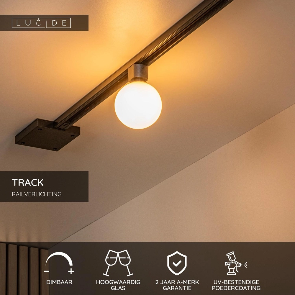 Spot ferroviaire Track Tycho Noir monophasé avec blanc Lucide 5411212093912