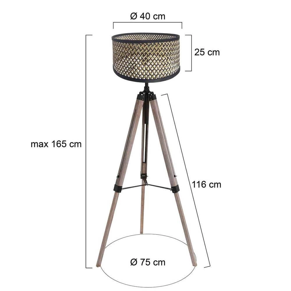 Lampadaire trépied Triek avec abat-jour en bambou Steinhauer 8712746176087