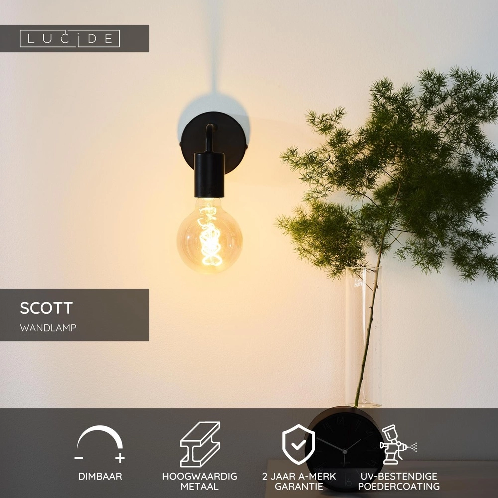 Lampe murale noire Scott Conception Lucide 5411212450654