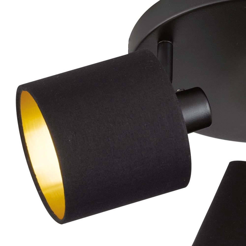 Spot de plafond Tommy 3 lumières noir avec or Trio 4017807388961