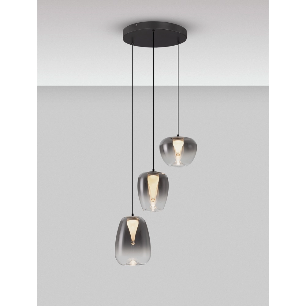 Suspension design Oblo Verre fumé à 3 lumières Lyora 5212017474124