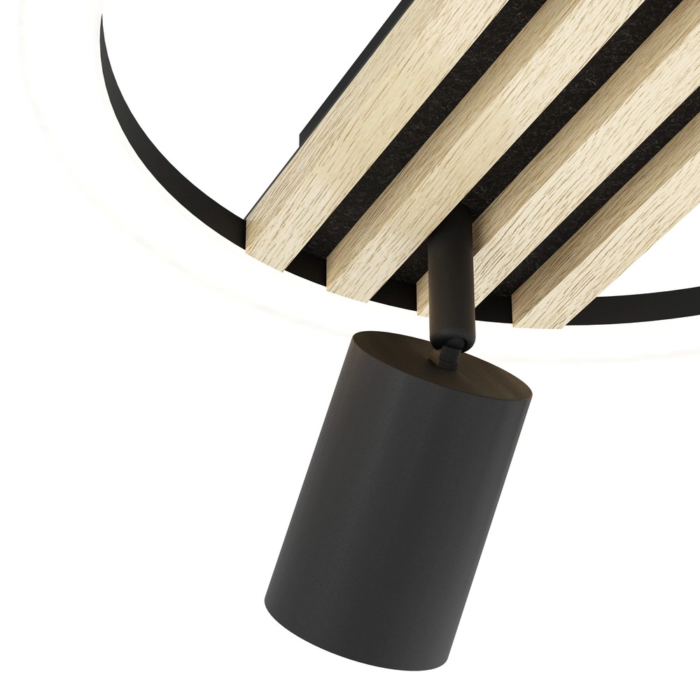 Lampe de plafond moderne Cembrano 2-noir clair avec bois Eglo 9008606388264