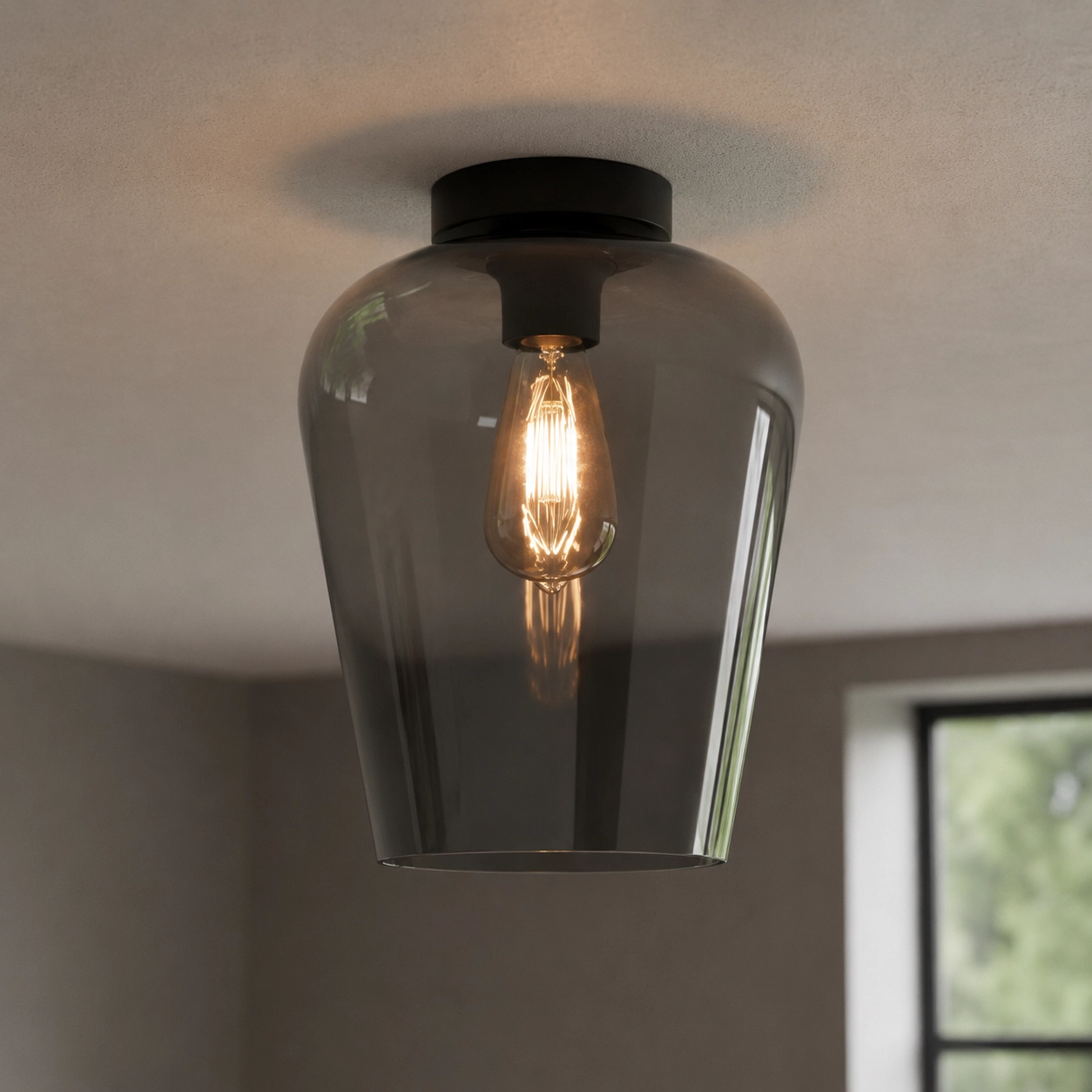 Plafonnier Tombo verre fumé Ø 23cm