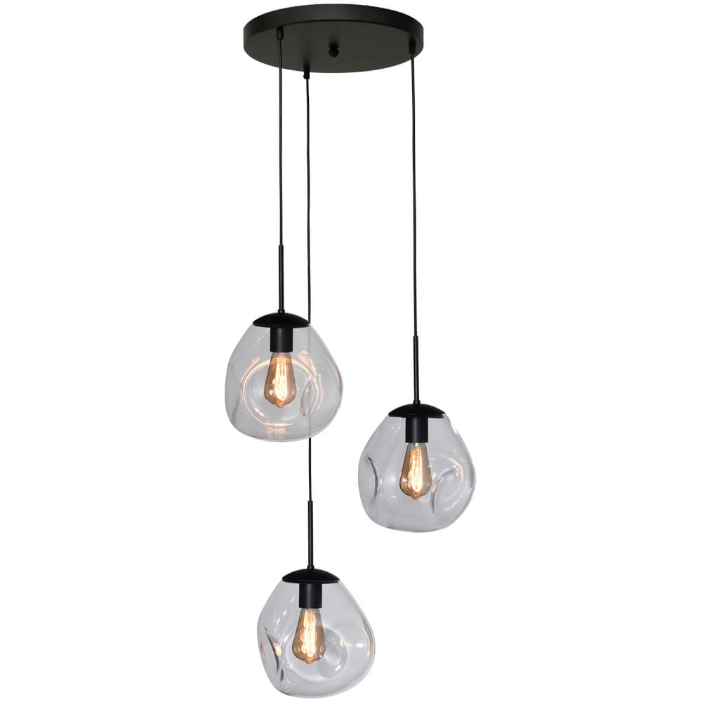Lampe suspendue Lava 3x verre transparent Ø 24cm Lampe suspendue Lava 3x verre transparent Ø 24cm