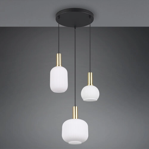 Lampe suspendue pour salle à manger Diva 3 lumières - verre blanc Trio 4017807614503