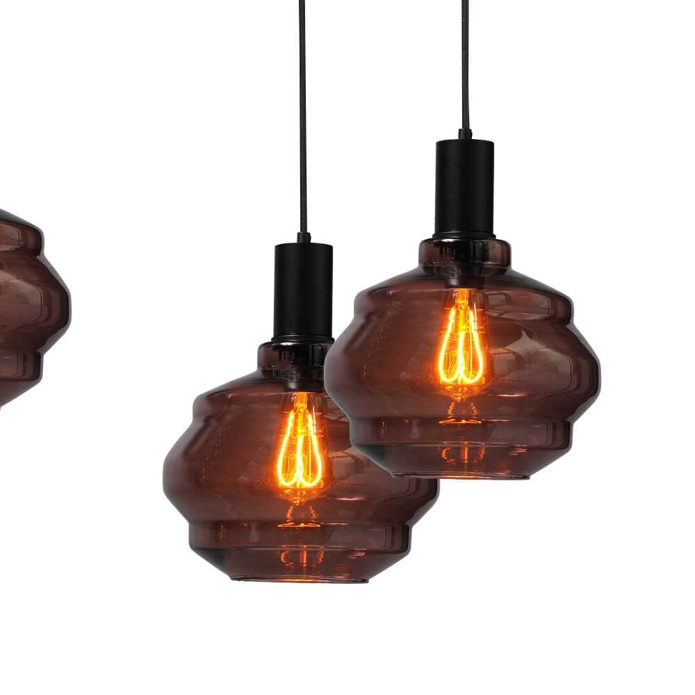 Lampe suspendue 6 lumières - noire - Porto avec des lunettes Ball rouges Masterlight 8718121270456