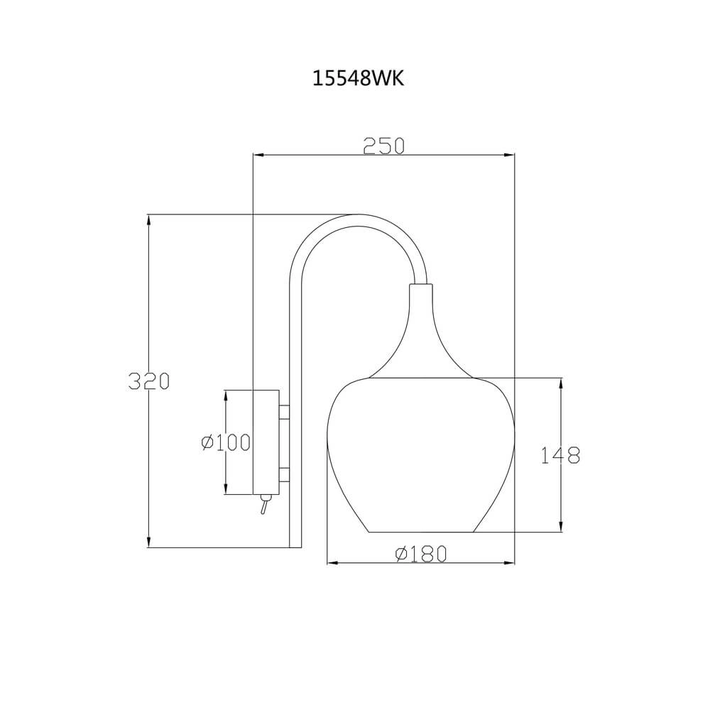 Applique murale anthracite Maxy avec verre blanc simple Globo 9007371447190