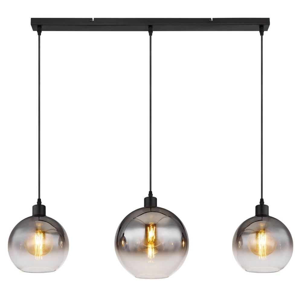 Suspension noire Newcastle Sphère Smoke Glass 3 lumières Globo 9007371452798