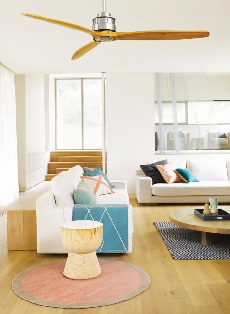 Ventilateur de plafond en bois et acier inoxydable Airfusion Akmani Ø152cm Beacon 9333509103981