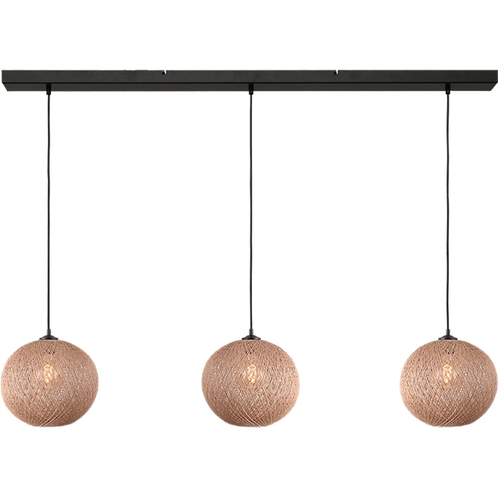 Lampe pendante à 3 lampes Corda 130cm en rotin Ø 30cm