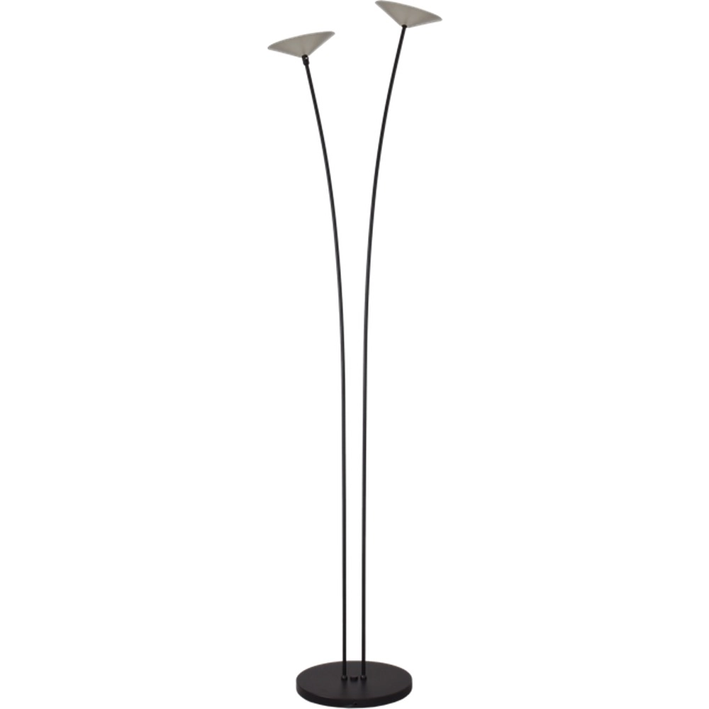Lampe sur pied à deux lumières Ceppo noir avec du nickel