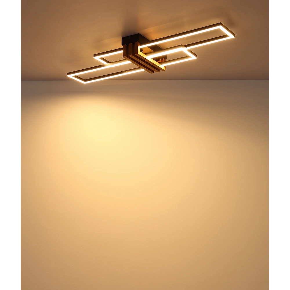 Lampe de plafond moderne Dakari I noir avec bois 80 cm Globo 9007371525782