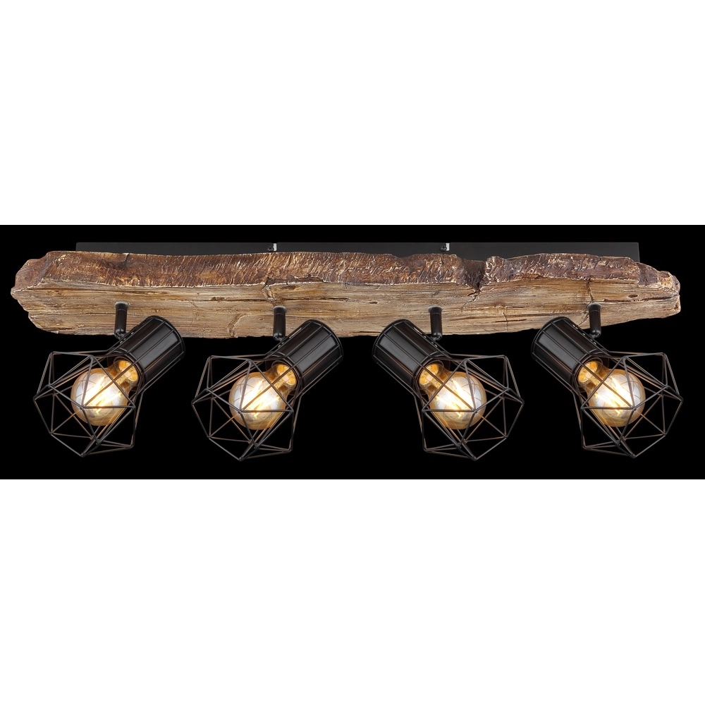 Lampe de plafond Priska 4-noir clair avec bois Globo 9007371430376