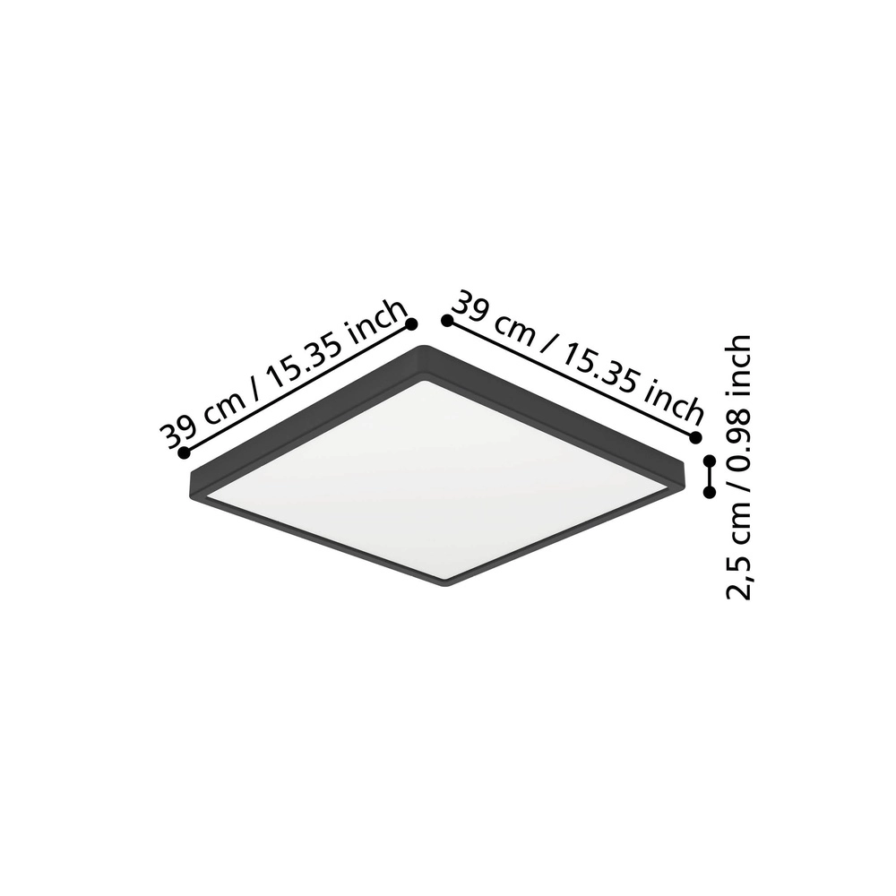 Lumière LED de plafond Fueva 6 Carré - Noir - 39x39cm Eglo 9008606330133