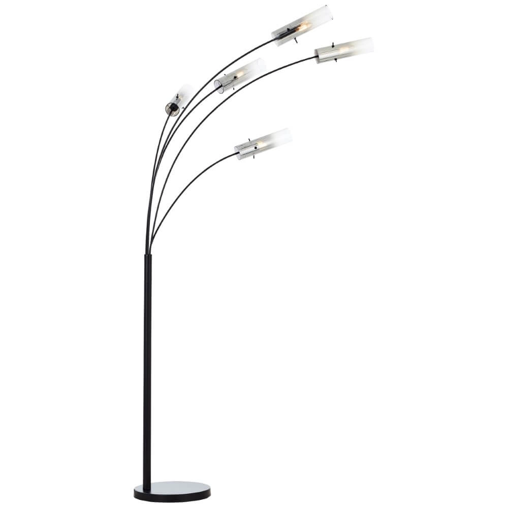 Lampadaire Glasini noir avec verre fumé Brilliant 4004353429545