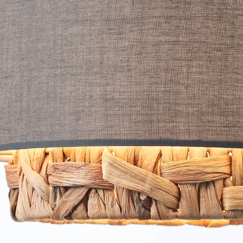 Lampe suspendue pour salle à manger Waterlilly rotin avec tissu gris Brilliant 4004353411885