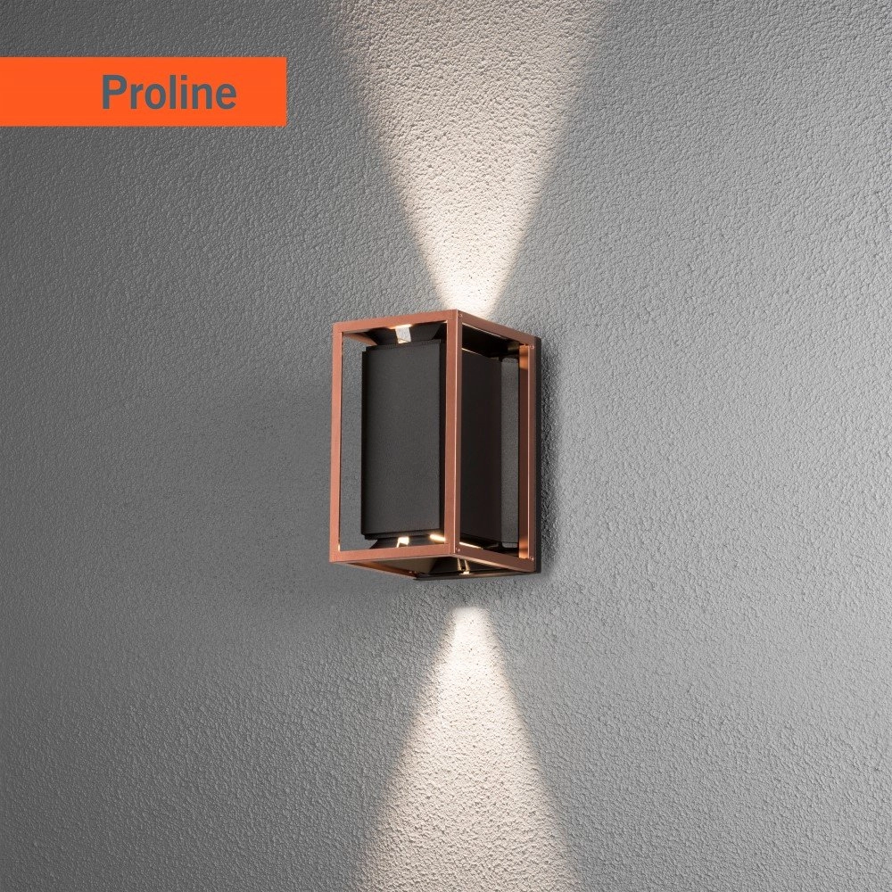 LED lampe d'extérieur Vale Up-Down noir avec cuivre rouge KonstSmide 7318304247599