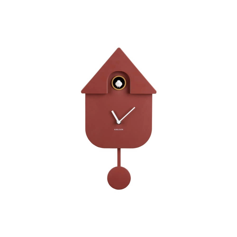 Horloge murale moderne Cuckoo rouge ocre