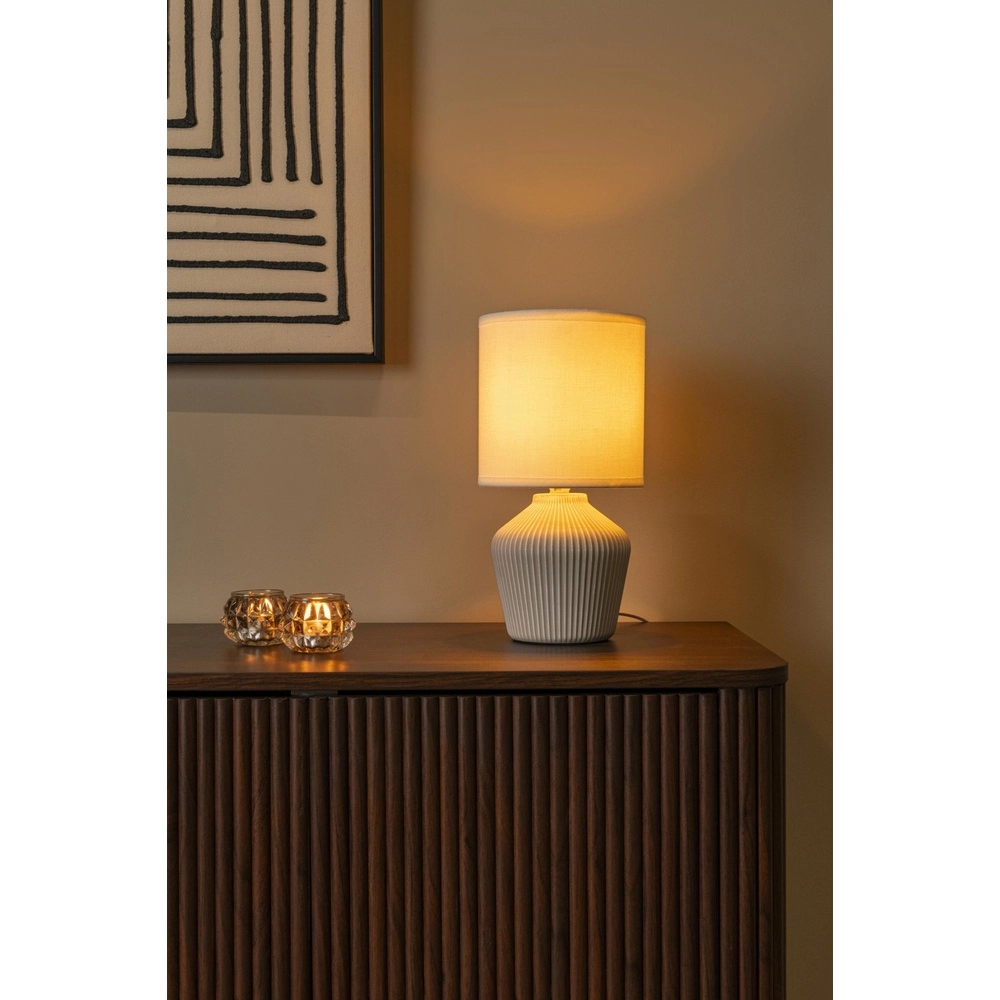 Belle lampe de table Filiz Ø crème 16cm Lucide 5411212470348