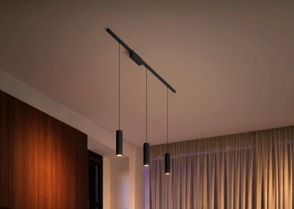 Hue Perifo - White and color set de 3 lampes suspendues noires Philips 8719514407725