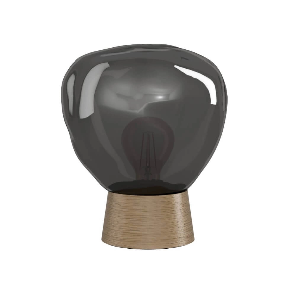 Lampe de table Magacela bois avec verre fumé Lampe de table Magacela bois avec verre fumé