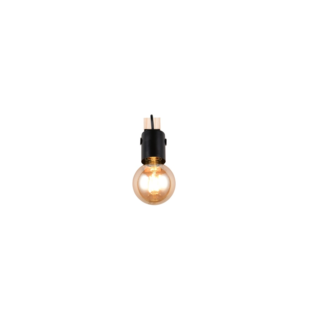 Lampe de plafond Lynar noir avec bois Trio 4017807670684