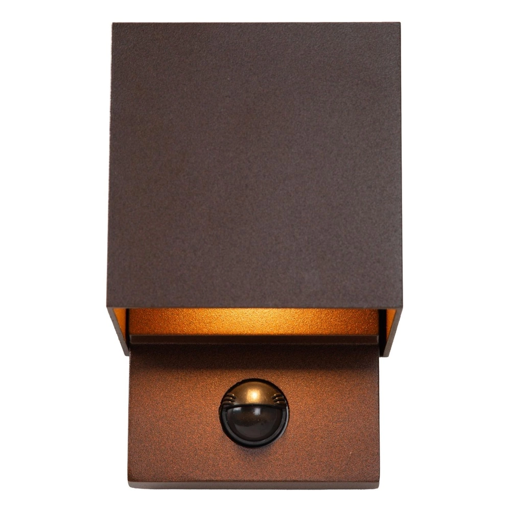 Lampe murale carrée Tadzio avec le capteur brun rouille Lucide 5411212690265