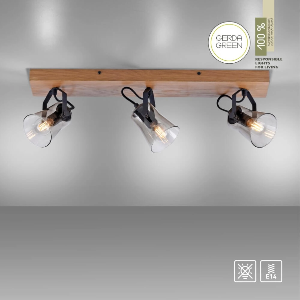 Plafonnier Green Langstrom en bois à 3 lumières Just Light 4043689994884