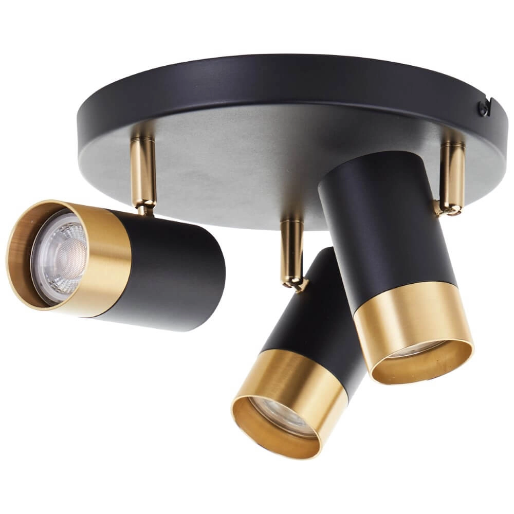 Spot en saillie 3 lumières Vigolo noir avec de l'or Brilliant 4004353441332