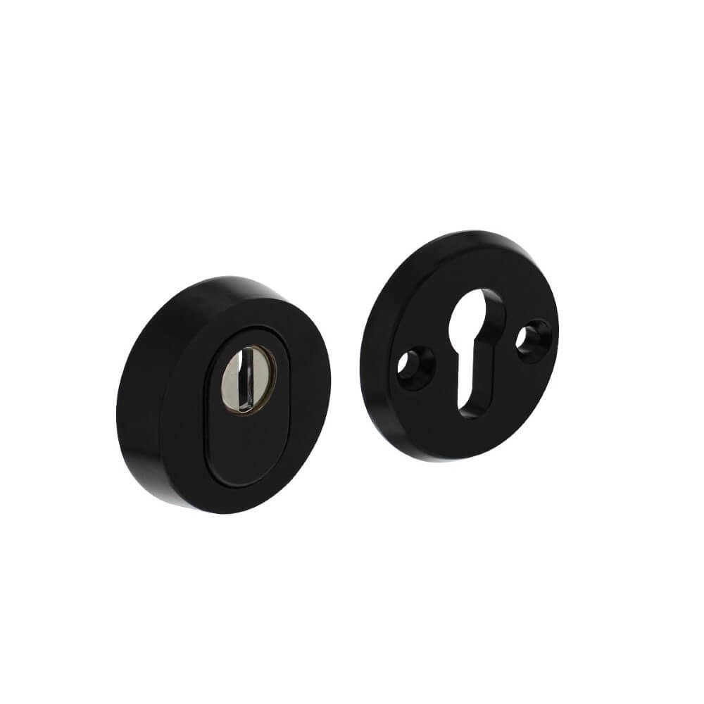 Rosace de sécurité Salus Protection contre la traction à noyau rond en aluminium noir Rosace de sécurité Salus Protection contre la traction à noyau rond en aluminium noir