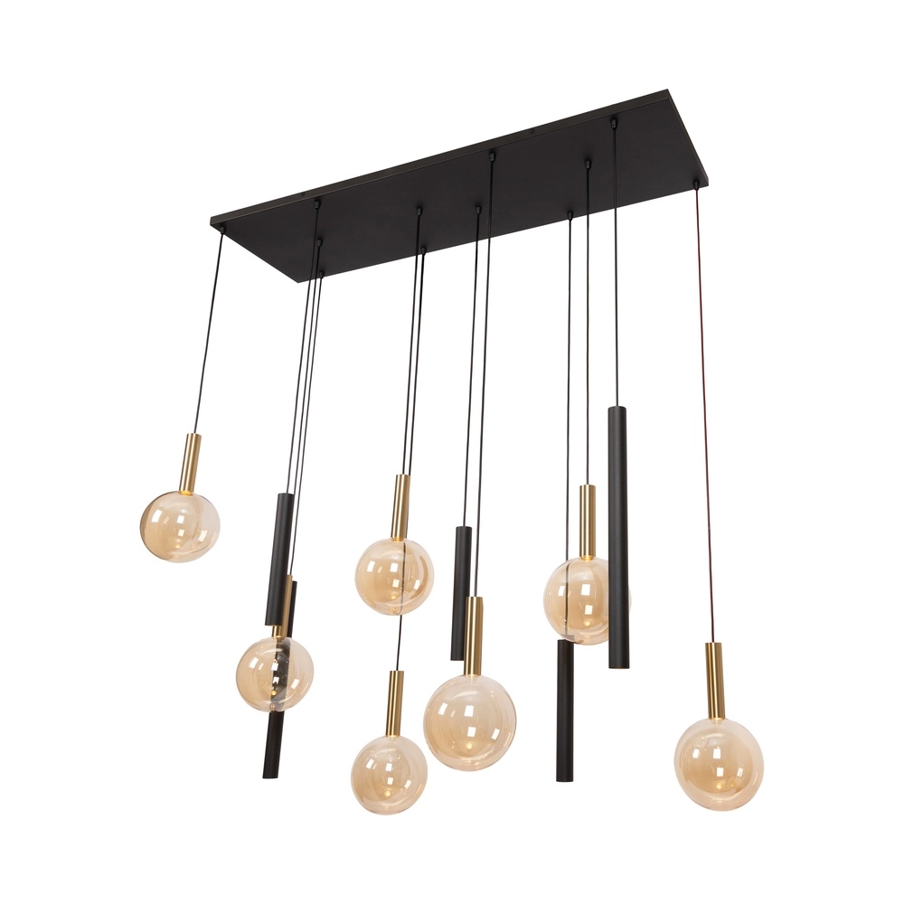 Lampe suspendue à 12 lampes Josiane noir avec or Lucide Vibes 5411212212160