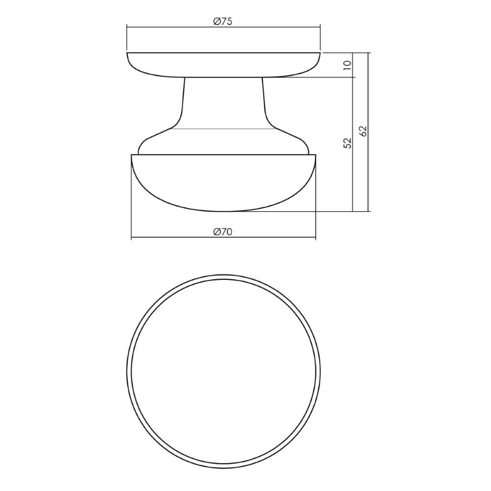 Poignée de porte avant Castor laiton roulé Ø 8cm Intersteel 8714186119587