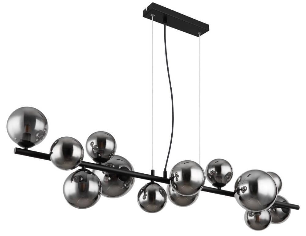 Lampe suspendue design Riha noir avec verre fumé Globo 9007371457823