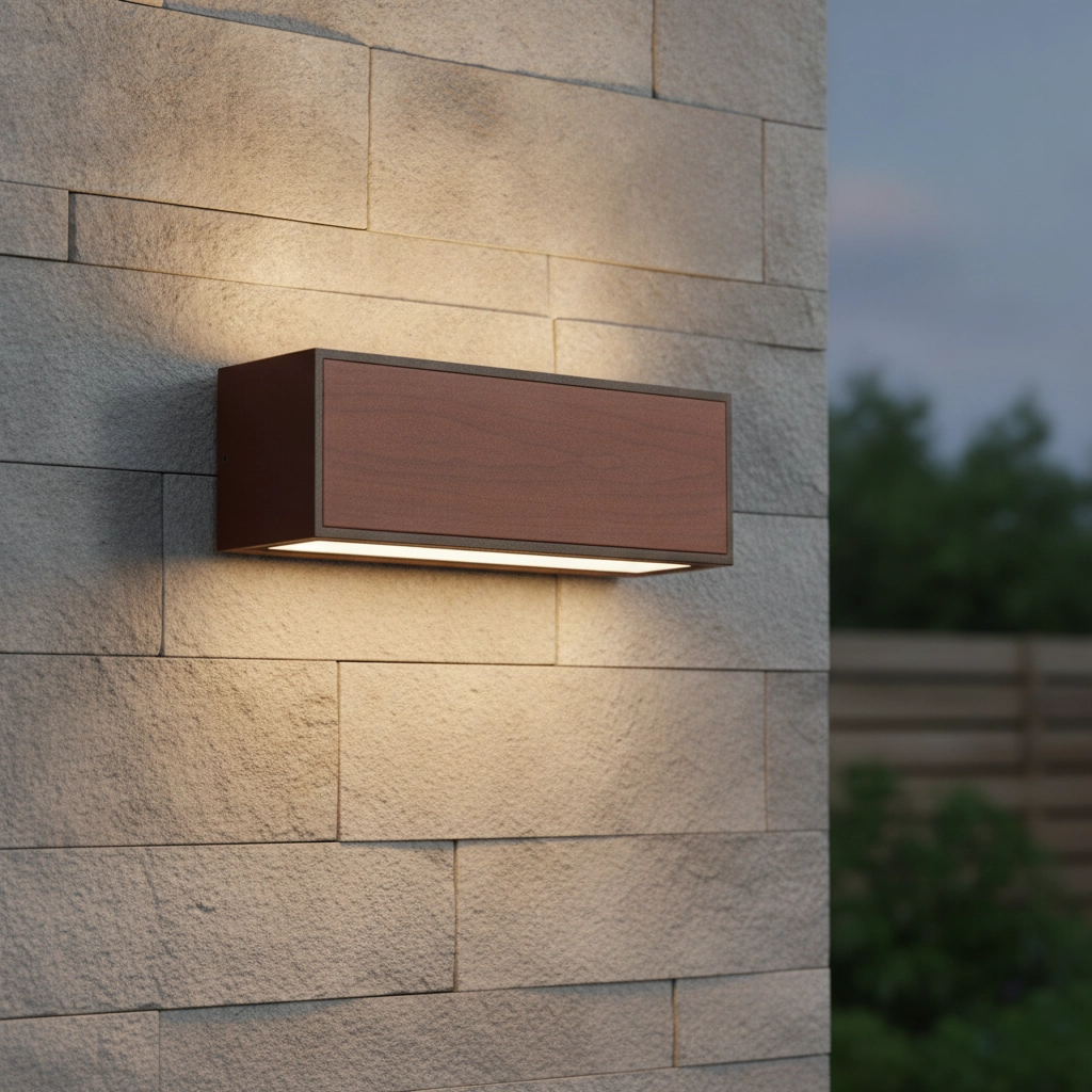 Applique solaire Brown Brun rouille avec bois