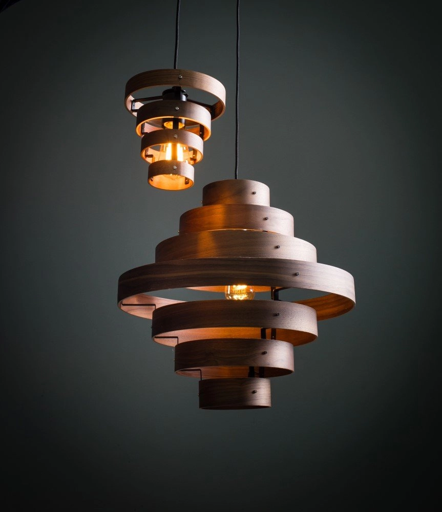 Lampe à suspension robuste Walnut 7 anneaux bois marron ETH 8719075185759