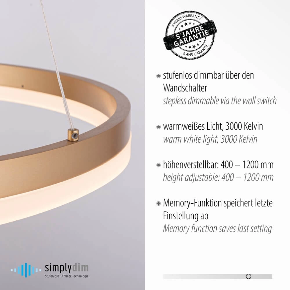 Lampe suspendue moderne Titus Ø 60cm laiton antique Paul Neuhaus 4012248362853