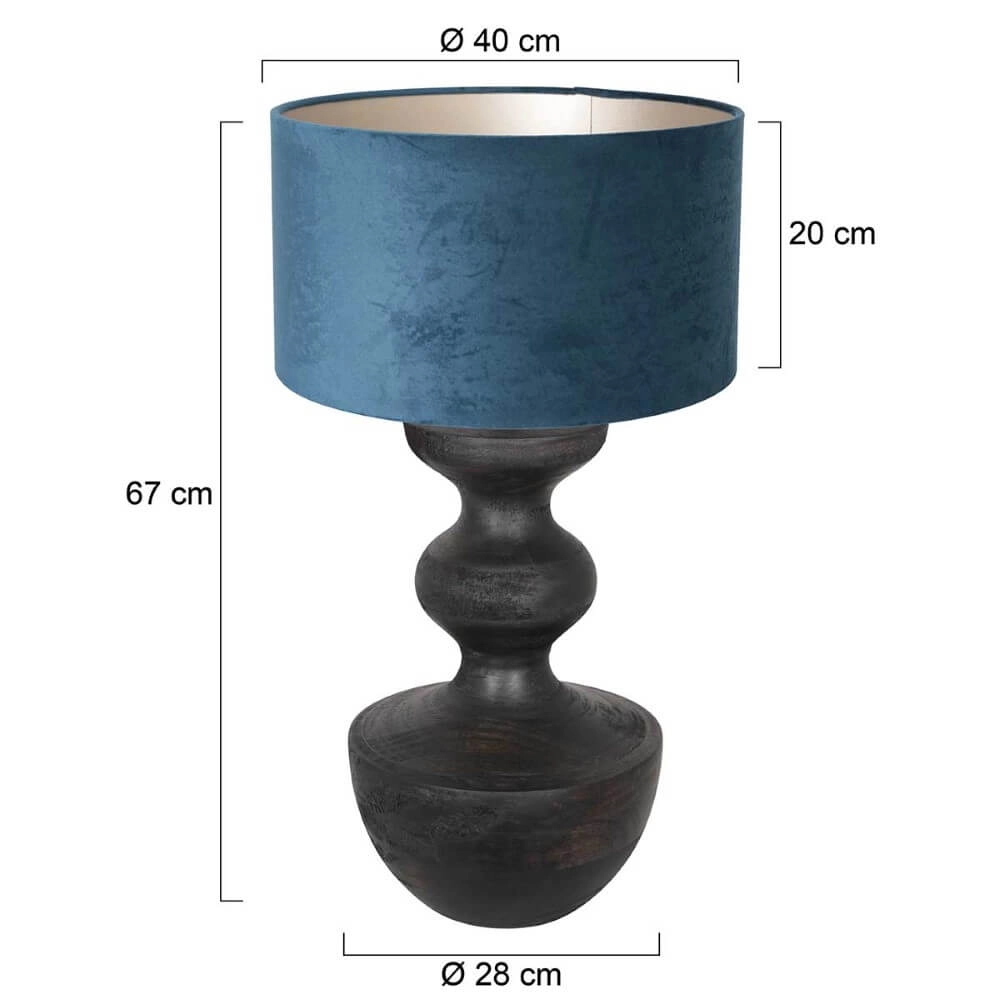 Lampe de table rurale Lyons S avec capuche en velours bleu Steinhauer 8712746166729